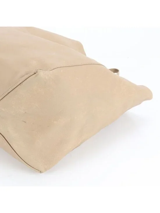 Celine Horizontal Cabas Leather Tote Beige Shoulder Hand Cem - Picture 4 of 9